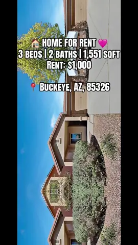 🏡✨ FIND A PLACE THAT FEELS LIKE HOME ✨🏡 Your next rental search might have just gotten a little easier! This 3-bedroom, 2-bathroom home in Buckeye, Arizona offers 1,551 sq ft of living space and is listed at $1,000/month. 🩷 📍 24446 W Sheraton Ln, Buckeye, AZ 85326 🛏️ 3 Bedrooms 🛁 2 Bathrooms 📐 1,551 Sq Ft 💰 $1,000/month If you’ve been looking for a home with a comfortable amount of space at a manageable monthly rent, this Buckeye property may be one to consider. Whether you’re planning a move, searching for a new rental, or simply exploring your options, you’re welcome to reach out for more information. 🏠 🌸 PROPERTY DETAILS AT A GLANCE 📍 Buckeye, AZ 85326 🛏️ 3 bedrooms 🛁 2 bathrooms 📐 1,551 sq ft 💵 $1,000 monthly rent Yes, it’s still available! If you’re seriously interested, send me a DM with your details. I’ll get back to you directly with information about the property, availability, and the next steps. 📩 Please include: • Your full name • Your best phone number • Your preferred ZIP code I’m a private property owner with rentals available and I handle rental inquiries directly. If you’re currently searching for a home, feel free to inbox me with your information and the ZIP code where you’re hoping to rent. ✨ Looking for a rental? Start with a message. I’ll be happy to provide the available information and help you understand the next steps. 🏡 Buckeye, Arizona | 3 Beds | 2 Baths | 1,551 Sq Ft 💰 $1,000/month 📲 Serious inquiries are welcome. DM for more information! #HomeForRent #HouseForRent #BuckeyeAZ #BuckeyeArizona #ArizonaRentals                         