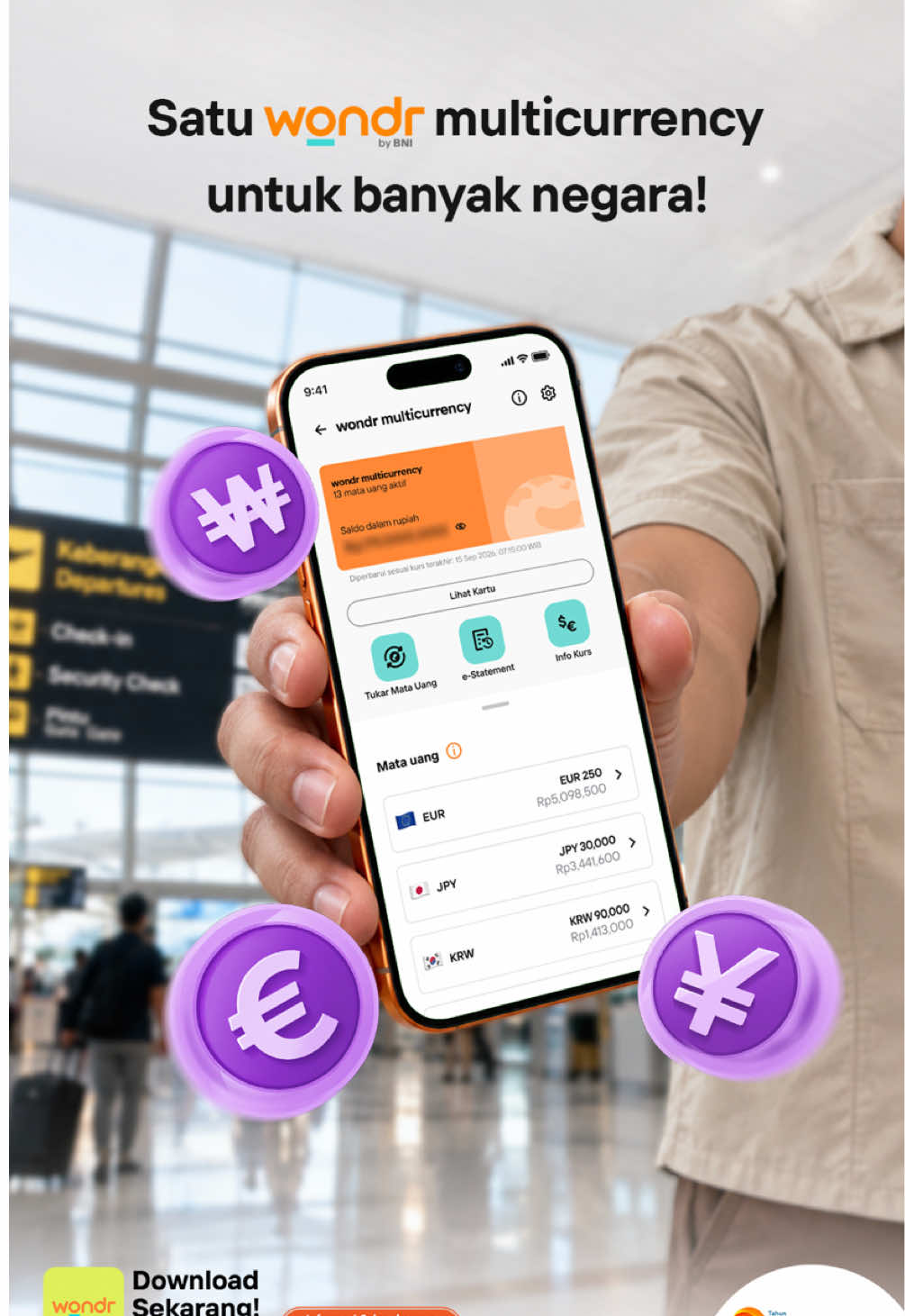 Liburan seru itu bukan cuma soal seberapa banyak belanjanya, tapi seberapa siap tabungannya 😉 Pakai wondr multicurrency, nyiapin tabungan buat liburan ke luar negeri sekeluarga jadi lebih less-worry karena bisa nabung berbagai mata uang asing untuk berbagai kebutuhan selama perjalanan! Yuk, buka tabungan wondr multicurrency sekarang! Info selengkapnya langsung cek di bni.id/multicurrency BNI berizin dan diawasi oleh Otoritas Jasa Keuangan dan Bank Indonesia, serta merupakan peserta penjaminan LPS #BNI46 #SiapJadiGlobal #MelayaniSepenuhHati 