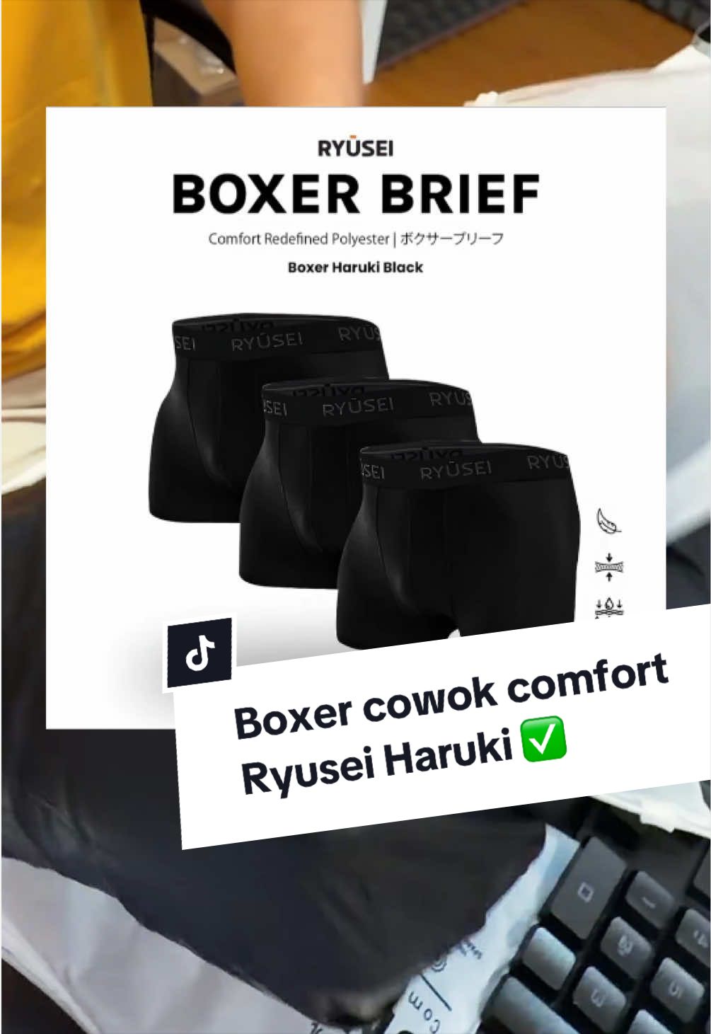 Celana dalam Boxer pria Comfort RYUSEI Haruki bahan lembut & nyaman 🤩💯✅🛍️ #ryusei #boxer #celanadalampria #underwear #paydaysale 