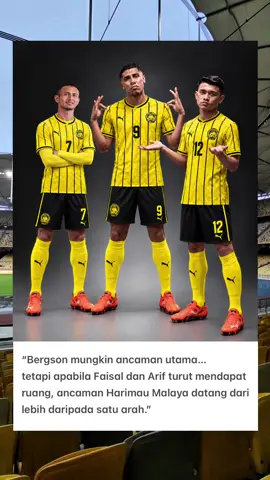 Faisal Halim, Bergson dan Arif Aiman boleh dilihat sebagai tiga profil serangan yang berbeza untuk Harimau Malaya. Faisal membawa kelajuan dan kemampuan mencabar pertahanan, Bergson menjadi pilihan di kawasan penyudah, manakala Arif mampu mencipta gerakan dan peluang dari bahagian serangan. Jika ketiga-tiganya dapat membentuk kombinasi yang baik, Malaysia mempunyai beberapa laluan untuk mengancam pertahanan lawan bukan bergantung kepada seorang pemain sahaja.  #fifaaseancup2026  #harimaumalaya  #bolasepak  #malaysia  #fyp 