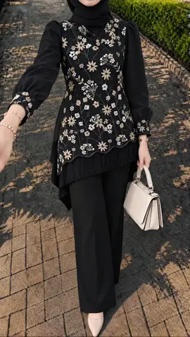Set wanita elegan outfit lebaran kondangan hangout outdoor.  #setelanwanita  #ootdhijab  #onesetkekinian 
