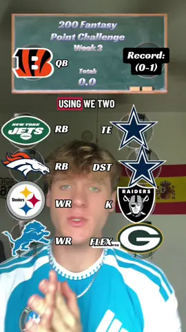 Week 2 | 200 Fantasy Point Challenge #foryyou #fyp #nfl #ftpicks 