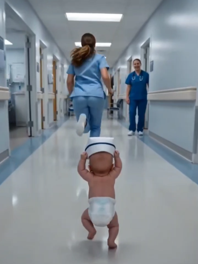 Newborn Baby’s Hilarious Chase After the Nurse! 😂👶🏃‍♂️ #viral #babyfunnymoments #fyp #trending #newborn 