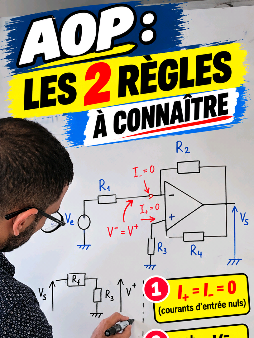 Tu bloques sur les AOP ? Avant d'apprendre des formules, comprends simplement ces 2 règles. #unprof2sii #SciencesIngenieur #pcsi #CPGE #Electricite 