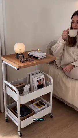 Chariot de Rangement Mobile 3 Niveaux avec Plateau en Bois, Desserte Roulante Multifonction avec Roues Pivotantes 360° et Frein, Table d’Appoint pour Salon Cuisine Bureau#TikTokShopFrance #ChariotRangement #DecorationMaison #OrganisationMaison #TableDAppoint