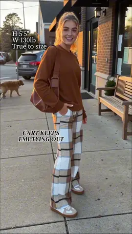 Why does the “I just threw this on” outfit always hit the hardest 😭🤎 The plaid pants are EVERYTHING for fall. #falloutfit #plaidpants #cozyoutfit #tiktokshopfinds #casualstyle