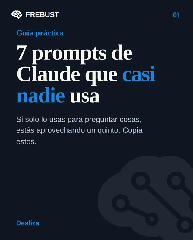 7 prompts de Claude que casi nadie usa. Listos para copiar. Guarda esto. ¿Cuál pruebas primero? #claudeai #inteligenciaartificial #productividad #trucosia #ia