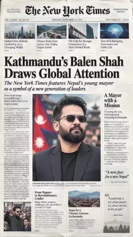 Kathmandu's Balen Shah draws Global Attention#balen #newspaper #thenewyorktimes #foryou #tiktoknepal 