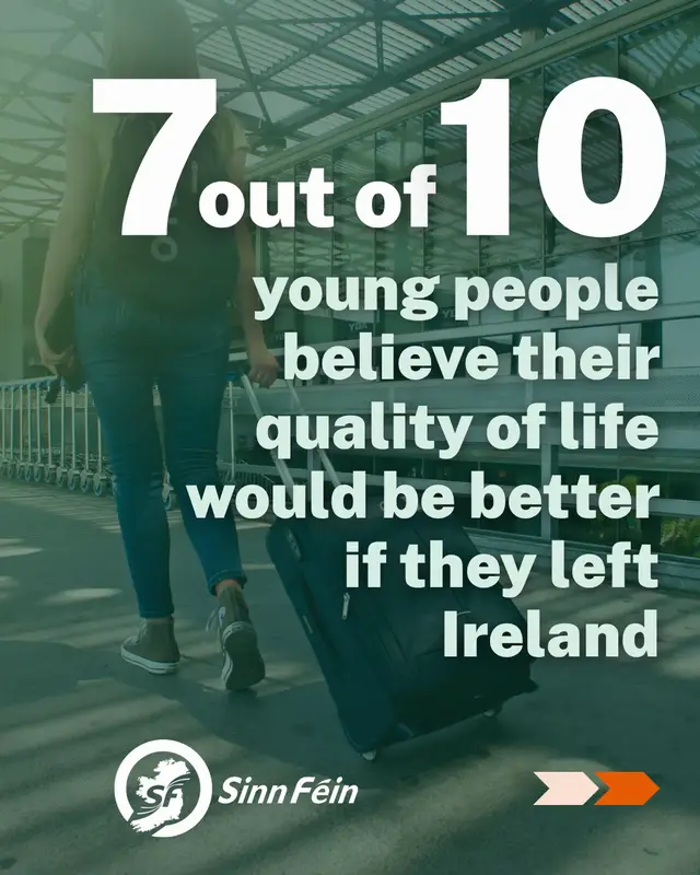 7 out of 10 young people believe they would have a better quality of life if they left Ireland. Young people deserve to be able to build a good life here at home. That means homes they can afford, wages they can live on and support with the cost of living. The budget is the opportunity to make the right choices.