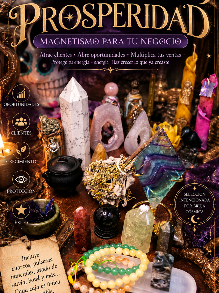 ✨ MYSTERY BOX DE PROSPERIDAD | Magnetismo para tu negocio ✨ Esta clienta me hizo una petición muy específica: quería una selección enfocada en atraer clientes y hacer crecer su negocio. 🔮💰 Así que no elegí las piezas al azar. Construí una intención completa: 🍀 Aventurina: que llegue la oportunidad. 💎 Fluorita arcoíris: tener claridad para reconocerla. 🔥 Jaspe rojo: tomar acción. 🐯 Ojo de tigre: confiar en ti y en lo que vendes. ☀️ Citrino: prosperidad y éxito. ✨ Pirita: abundancia y crecimiento. 🖤 Esfalerita: mantener firme tu energía. 🤍 Selenita: limpieza y renovación. Porque para mí, la prosperidad no es solamente pedir que llegue dinero: es crear las condiciones para que tu trabajo encuentre a las personas correctas. 🔮 Decreto para esta Mystery Box: “Mi negocio es visible. Las personas correctas encuentran mi trabajo, reconocen su valor y llegan nuevas oportunidades. Lo que construyo crece, prospera y da frutos.” ✨ Cada Mystery Box de Casa Cósmica se selecciona de acuerdo con una intención. #MysteryBox #Prosperidad #cuarzos  #Abundancia #AtraerClientes 