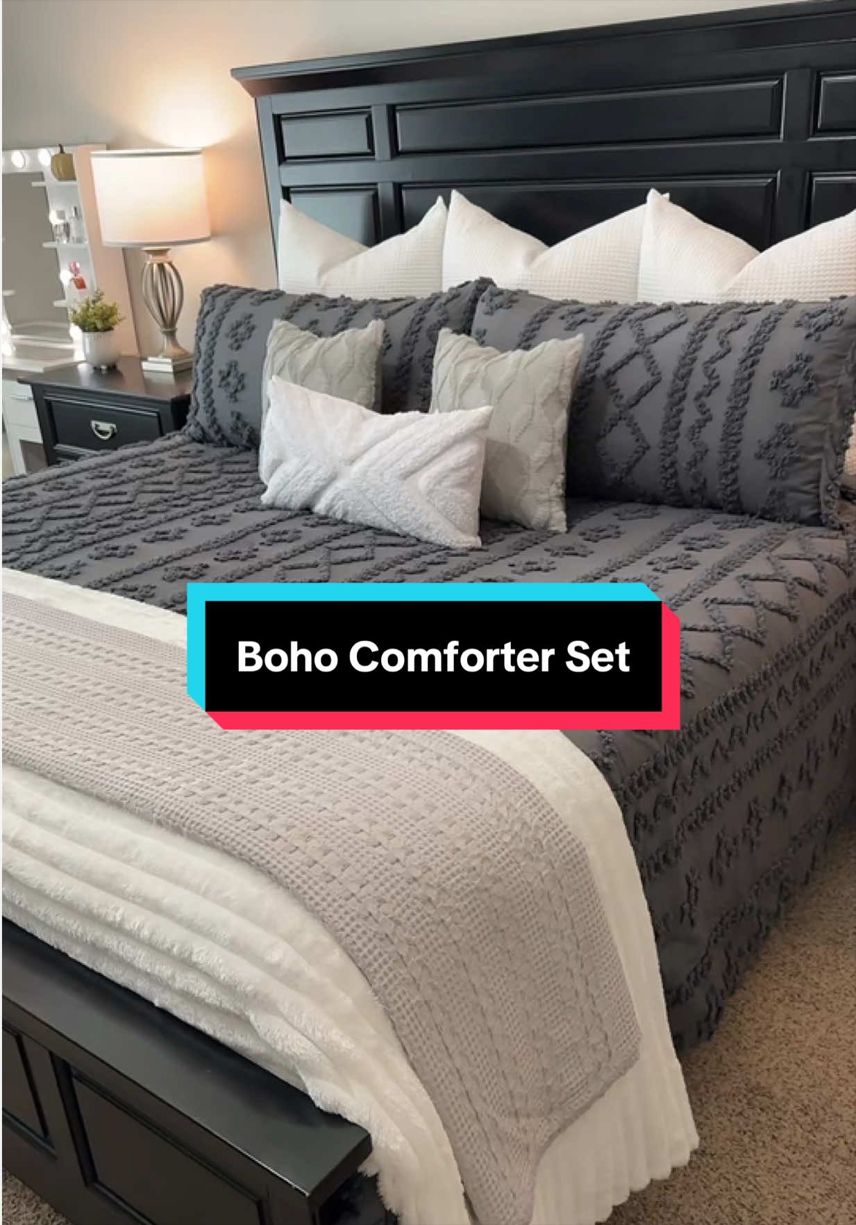 Stop putting king size on your king size bed! Get the oversized king! #comforter #comforterset #bedding #cozyseason #beddingset 