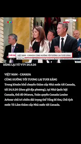 Trong khuôn khổ chuyến thăm cấp Nhà nước tới Canada, tối 24.9.26 (theo giờ địa phương), tại Nhà Quốc hội Canada, thủ đô Ottawa, Toàn quyền Canada Louise Arbour chủ trì chiêu đãi trọng thể Tổng Bí thư, Chủ tịch nước Tô Lâm thăm cấp Nhà nước tới Canada. #giaoduc #kinhte #vietnam #chinhtri #tongbithutolam 