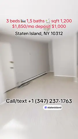 Home-address: Staten Island, NY 10312                 Bedroom:3 Bathroom:1,5 Square footage: 1,200 Rent fee :$1,500 Security deposit:$1,000 Contact @ +1 (347) 237-1763 Available Now Charming and spacious 3 Bedroom House for Rent in a Private 2 Family Home. Excellent location in the heart of Annadale off Amboy Road in Staten Island. Walking distance to local bagel shops, fantastic restaurants, cates, and local shopping. What's New: All Flooring, All Kitchen Appliances; Renovated bathrooms and freshly painted throughout. Lots of light and large windows throughout. Peaceful, tree-lined block, you are just minutes away from everything you need. Commuter's Dream: Just a 7-minute walk to the Annadale SIR Station and express buses directly into NYC. Rent includes: Use of Backyard, Private Driveway; Garage, Balcony and Basement for Storage & Laundry (Washer/Dryer Hookups available. #newyorkrealestate #forrentusa #apartmentliving #statenisland #apartmenttour 