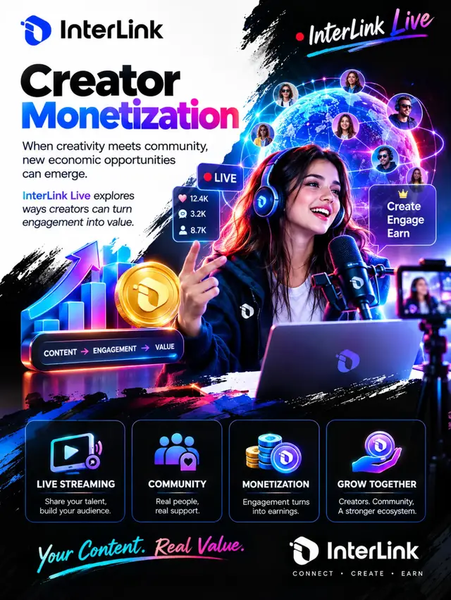 Creator Monetization. 💰 When creativity meets community, new economic opportunities can emerge. InterLink Live explores ways creators can turn engagement into value. 🎥  #ITL #InterLink #ITLG