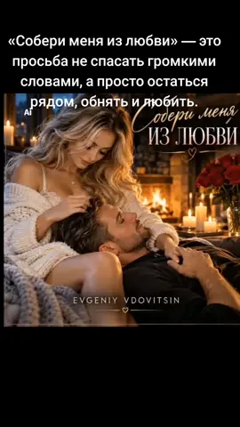 #CapCut СОБЕРИ МЕНЯ ИЗ ЛЮБВИ Автор: Evgeniy Vdovitsin «Собери меня из любви» — это эмоциональная история о двух людях, которые нашли друг друга после боли, разочарований и одиночества. В этой песне звучит женский ответ на любовь мужчины. Она признаётся, что долго пыталась собрать себя самостоятельно, прятала свои чувства и боялась снова довериться. Но рядом с любимым человеком ей больше не нужно быть сильной — она может просто быть собой. Это песня о любви, которая не требует идеальности. О нежности, которая возвращает веру. О человеке, рядом с которым разбитое сердце постепенно становится целым. «Собери меня из любви» — это просьба не спасать громкими словами, а просто остаться рядом, обнять и любить. Автор: Evgeniy Vdovitsin Название: Собери меня из любви Исполнитель: женский вокал Жанр: эмоциональная романтическая поп-баллада#премьерапесни #EvgeniyVdovitsin #ПесняОЛюбви #Любовь 