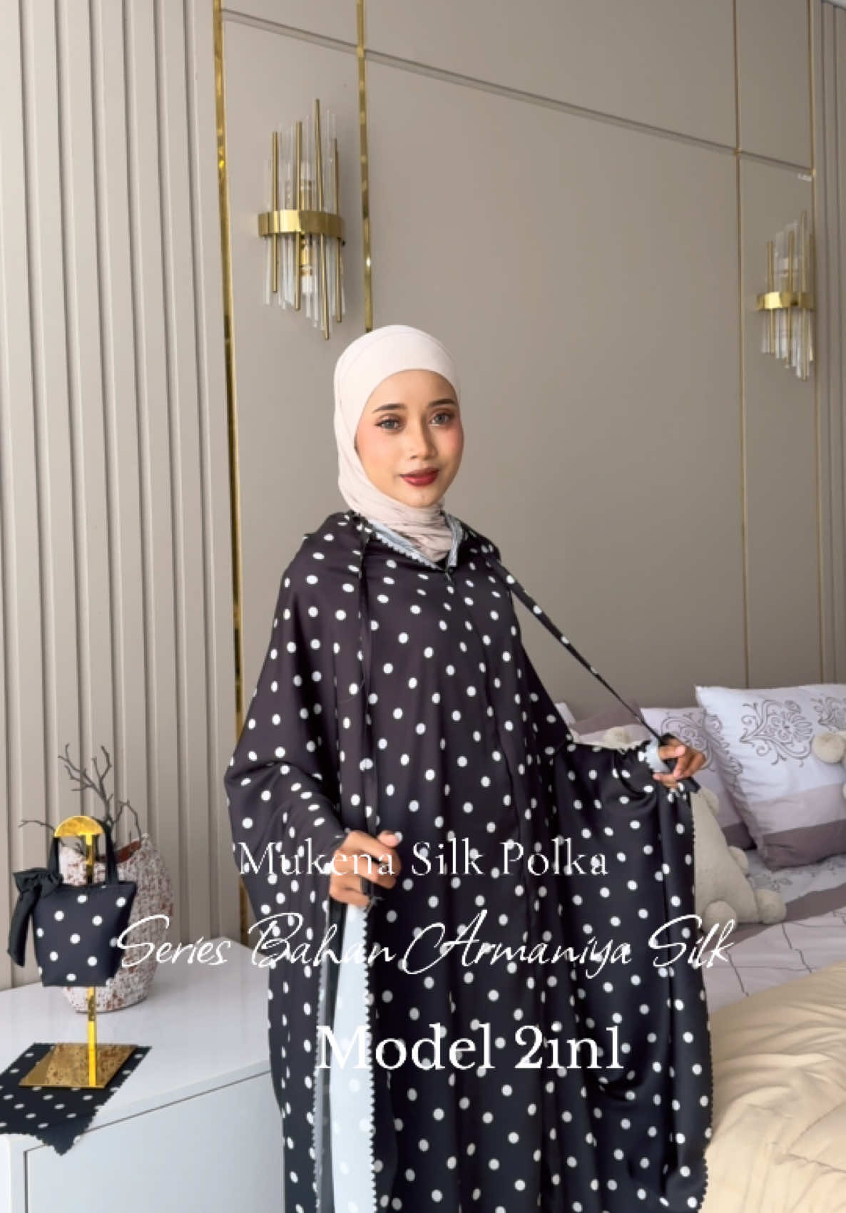 Series Polka Silk Bahan Armaniya Silk Laser Cut Model 2in1 #mukenasilk #mukenapolka #mukenatraveling #mukenapremium 