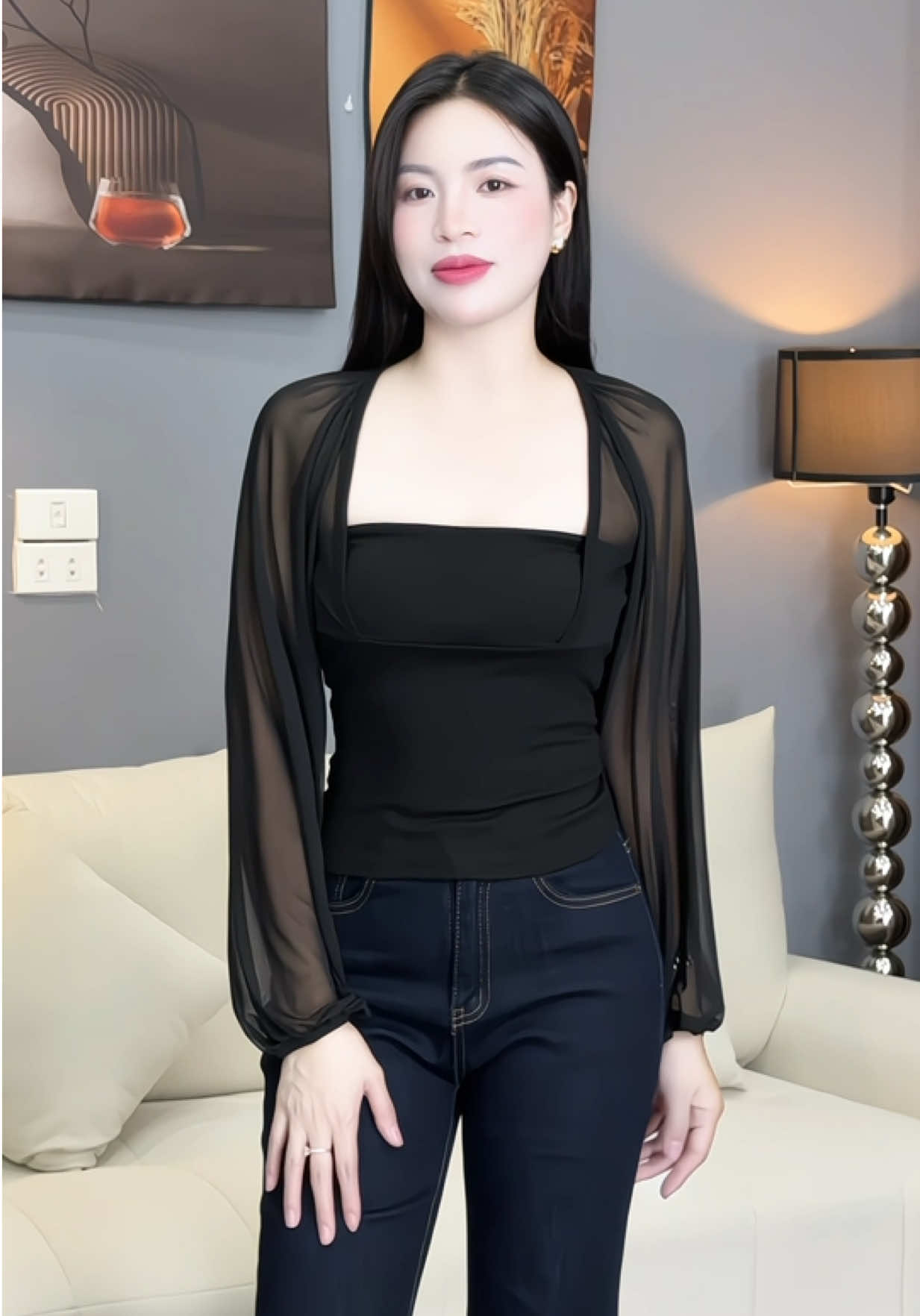 Áo thun phối lưới tay bồng xinh dã man#aoxinh #maithom6 #xh 
