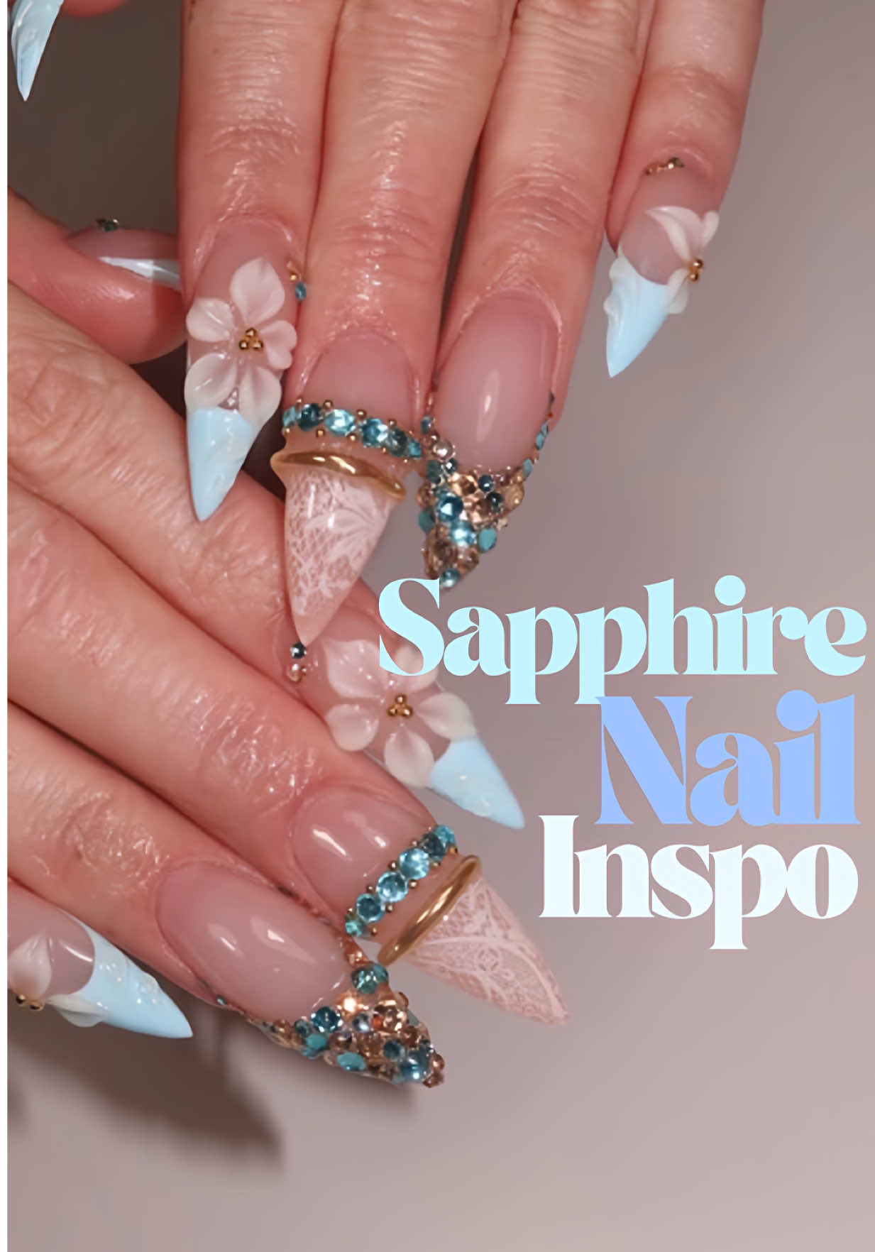 Sapphire Nail Inspo 🫧🩵💫🦋 Sydney Nail Tech 📍 Inspo: @preciosasets  Using: @Kiara Sky Professional Nails      - Tinted Rubber TopCoat: Sweet Lullaby     - Gel Pro : Bae-be Blue     - Gel Pro : High Shine Non-Wipe TopCoat     - Diamond FX : Classy Bee #fyp #bluenails #3dflowertutorial #3dflowernails #nailinspo 