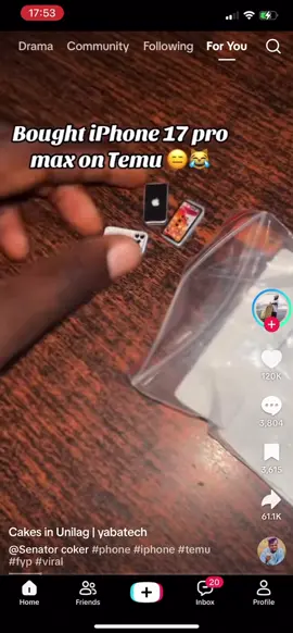 Bought iPhone 17 from temu #osayiarome #vdm #bigjae #genevieve #fyppppppppppppppppppppppp 