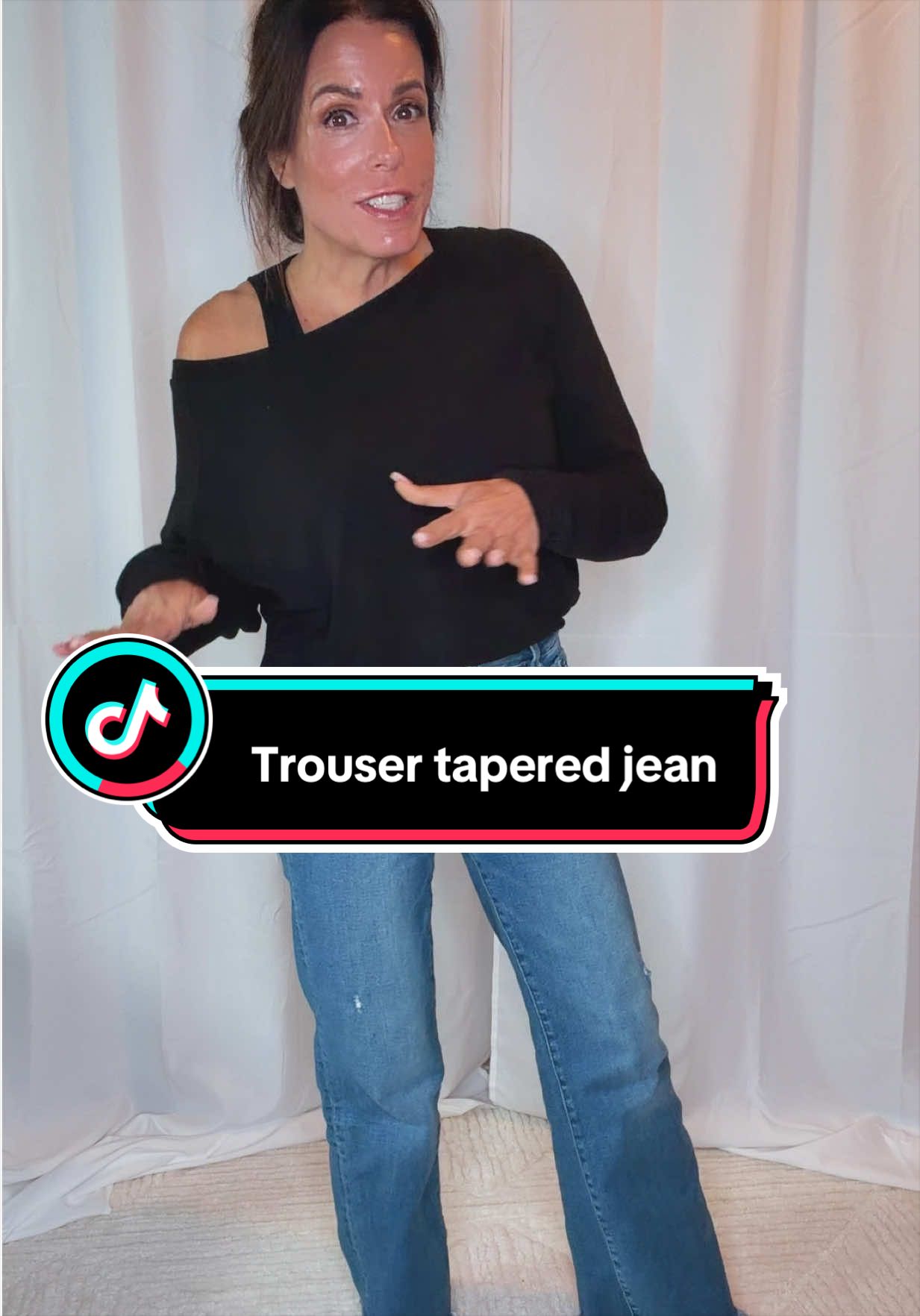 The jeans that make every outfit look instantly more elevated 👖✨ Risen trouser-cut tapered jeans with the cutest raw hem and a flattering, modern fit. #tiktokshopcreatorpicks #tiktokshopstockup #risenjeans #trouserjeans #jeansover50 @Wild Oak Boutique  Affiliate link. I may earn a commission if you purchase through my link. I may have received this product as a free sample. Prices are subject to change. Individual results and experiences may vary. The content reflects my personal opinion and experience and is not medical advice.