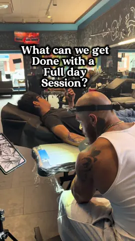 Looking to get a large scale project? We can get a lot done in 1 day🫡 📲TEXT 570-242-1875 to inquire  📍Stroudsburg pa #tattooartist #tattooshop #stroudsburg #poconos #fullsleevetattoo 