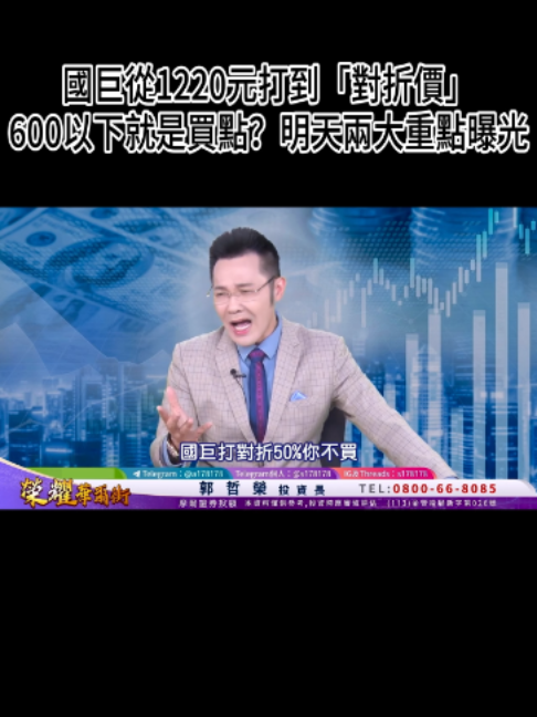國巨從1220元打到「對折價」！ 600元以下就是買點？明天兩大重點曝光