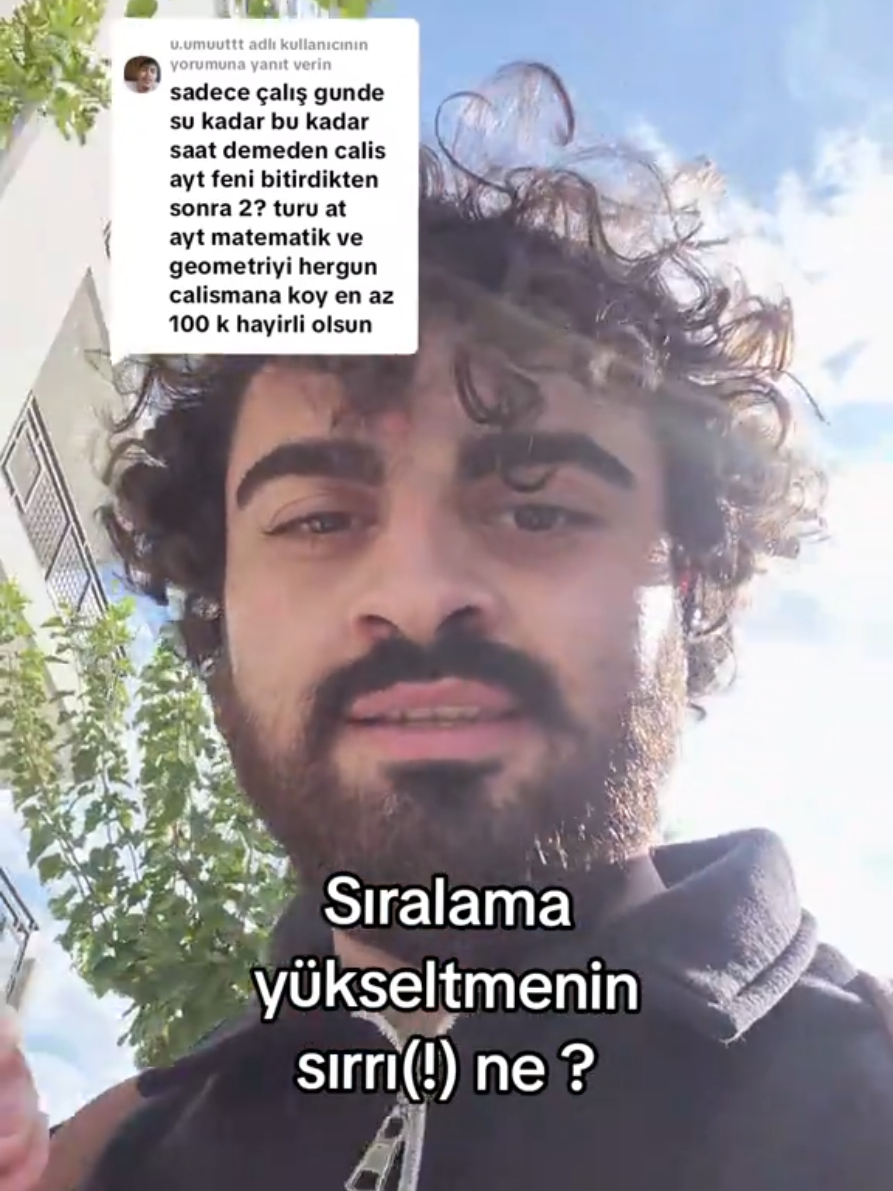 @u.umuuttt adlı kullanıcıya yanıt veriliyor  Sıralama yükseltmenin sırrı ne ? #yks2027 #mezuntayfa #ykstayfa #koçluk #tyt 
