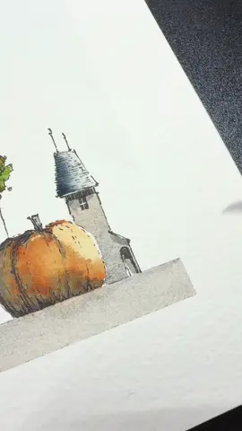 🎃 Pumpkin Hollow is Finished! ✨ Link in Bio 🔗 #watercolor #inkdrawing #artwork 