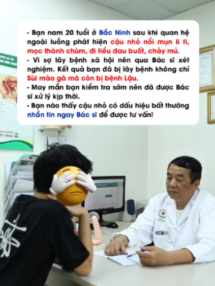 Có dấu hiệu bất thường hãy nhắn tin cho bác sĩ để được tư vấn.#namkhoa #bacninh #benhxahoi