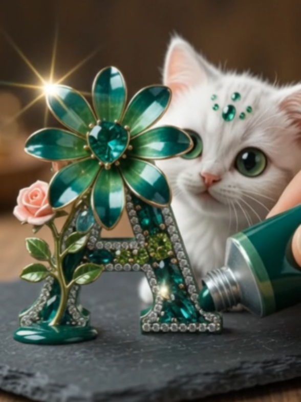 Emerald A Blooms with Kitten 💚🌟⚡#fyp #Aesthetic #A 