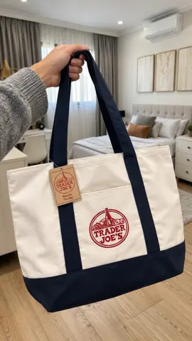【large 】Trader Joe's Shopping Canvas Tote Bag two Pockets All Colors And Sizes 51*36.5CM #Tradejoes #ToteBag #Twopockets #Allcolor #Unisex
