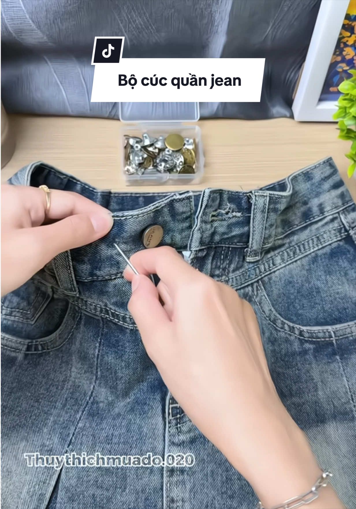 Bộ cúc quần jean kaki dùng được hết nha #xuhuong #thuỳ_mua_rồi_review #thuythichmuado #ttlktiktokshop #bộ_cúc_quần_jean 