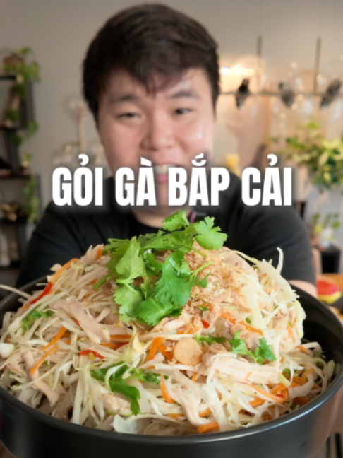 🥬 GỎI GÀ BẮP CẢI | VIETNAMESE CHICKEN & CABBAGE SALAD If you want a salad that is CRUNCHY, fresh, sweet, sour, salty and spicy all at once, make gỏi gà! This is one of my favourite ways to turn simple poached chicken and vegetables into something that tastes incredibly flavourful. The trick? Soak your cabbage and onion in ICE WATER! It makes the cabbage extra crisp while mellowing out that sharp raw onion bite. 🥢 INGREDIENTS Chicken: • 3 chicken thighs • Water to cover • 1 tbsp salt • 1 inch of ginger, crushed Salad: • 4 cups thinly sliced cabbage • 1 medium onion, very thinly sliced • 1 large carrot, julienned • ½ cup roughly chopped cilantro • ½ cup mint leaves • Fried shallots, optional • Crushed roasted peanuts, optional Dressing: • 3 tbsp fish sauce • 3 tbsp lime juice • 3 tbsp sugar • 2 tbsp warm water • 1 tbsp rice vinegar • 1 bird's eye chili, minced • 2 garlic clove, minced • 4-5 cilantro stems, minced 1️⃣ POACH THE CHICKEN – Add chicken, salt and ginger to a pot and cover with water. Bring to a gentle simmer and cook for 15 to 20 minutes, or until cooked through. Remove, cool slightly and shred into chunky pieces. And SAVE that broth for something else (like Vietnamese canh)! 2️⃣ CRISP THE VEGGIES – Add the cabbage and onion to a large bowl of ice water and soak for 10 to 15 minutes. Drain VERY well and spin or pat completely dry. Keep the carrots out of the water so they stay nice and firm. 3️⃣ MAKE THE DRESSING – Dissolve the sugar in warm water, then stir in fish sauce, lime juice, rice vinegar, sambal and garlic. It should taste intensely sweet, sour, salty and spicy on its own because all those vegetables are going to mellow it out! 4️⃣ TOSS – Combine the cabbage, onion, carrot and shredded chicken. Add about ¾ of the dressing and toss thoroughly. Add the cilantro and mint, then toss again. Taste and add the remaining dressing as needed. 5️⃣ SERVE – Let everything sit for about 5 minutes to absorb the dressing while keeping that CRUNCH. Top with fried shallots and crushed peanuts if you like, and serve immediately! Fresh, crunchy, spicy and SO flavourful. 🥬🌿🌶️ #goiga#vietnameserecipe #vietnamesefood #asianrecipe #vietnamese