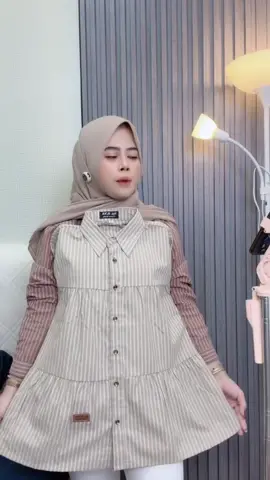 Tasya blouse atasan wanita rempel susun motif salur katun adem terbaru
