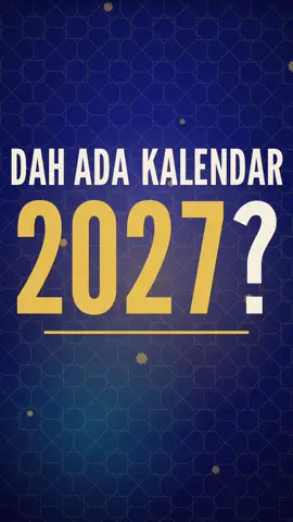 Dah ada kalendar 2027 belum? 👀 Takwim solat, tarikh Islam, cuti umum & cuti sekolah, semua ada. Yang ada bisnes boleh letak header sendiri, iklan hang tergantung 365 hari 🔥 Komen 