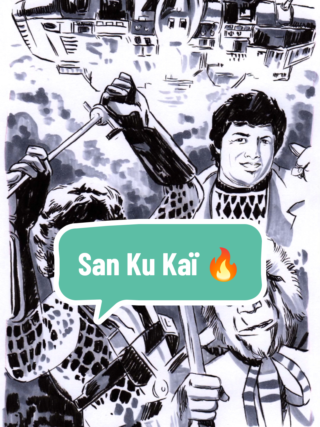 Dans la même veine que la vidéo précédente : San Ku Kaï🔥 (宇宙からのメッセージ・銀河大戦, Uchu kara no messeji: Ginga taisen) est une série télévisée de science-fiction japonaise « à transformation » (henshin). Réalisée par Minoru Yamada, d'après un concept original du mangaka Shōtarō Ishinomori, elle est diffusée du 7 juillet 1978 au 27 janvier 1979 sur TV Asahi, en 27 épisodes de 25 minutes. C'est la deuxième série télévisée japonaise non animée à être diffusée en France après La Légende des chevaliers aux 108 étoiles. Elle est programmée à partir du 15 septembre 1979 sur Antenne 2, dans l'émission Les moins de 20 ans et les autres (à la suite du magazine Tam Tam). Elle est ensuite rediffusée dans Récré A2 à partir du 31 octobre 1980 puis sur M6 dans l'émission Graffi'6. Au Québec, elle est diffusée en mai 1983 sur TVEC, devenu Super Écran. Elle est également programmée dans les pays d'Amérique latine au début des années 1980, sous le titre Sankuokai. La musique du générique français est composée par Éric Charden avec des paroles écrites avec Didier Barbelivien. La série s'inspire du film Les Évadés de l'espace, un blockbuster nippon qui fut réalisé pour concurrencer Star Wars, et emprunte dans cette lignée une symbolique tirée des films de samouraïs d'Akira Kurosawa. En l'an 70 du calendrier spatial, les Humains ont commencé à coloniser l'espace. Plusieurs générations après, la Terre n'est plus, pour les descendants des colons, qu'un élément de leur Histoire, la troisième planète du Premier Système solaire. Le Quinzième Système Solaire est, quant à lui, composé de trois planètes habitables : Sheita, Analis et Belda, qui gravitent autour du soleil Glora. Ce système solaire est situé à 15 années-lumière de la Terre. Ayato est un jeune pilote sorti de l'école de navigation de Belda. Il est appelé par son père, Jinn (Shin en japonais) sur Analis, et s'y rend à bord d'un transport de fret piloté par Ryû, issu de la même école, et Siman (Baru en japonais), un homme-singe. Alors qu'ils s'approchent d'Analis, la planète est attaquée par les Stressos (Gabanus en japonais), une tribu nomade dirigée par Golem XIII (Rokuseya 13 en japonais) ; celui-ci a décidé de soumettre le Quinzième Système solaire. Les Stressos repèrent un message de détresse envoyé vers la Terre depuis un village. Komenor (Korgar en japonais), le général des Stressos, envoie Volcor (Igar en japonais) sur Analis pour découvrir l'origine du message ; celui-ci semble provenir de la maison du père d'Ayato. Lorsqu'Ayato arrive dans son village, il découvre que sa famille a été massacrée; il découvre par la même occasion que son père fait partie d'un clan mystérieux, les Gen, et qu'il a également formé Ryû aux arts martiaux quelques années auparavant. Poursuivi par les Stressos, Ayato est embarqué par Ryû et Siman, mais leur vaisseau est attaqué par les Stressos. Ils sont aidés par une étrange femme nommée Éolia (Sofia en japonais), qui voyage à bord de son vaisseau spatial en forme de navire, l'Azuris. Éolia leur fait don d'un vaisseau de combat, le San Ku Kaï (Liabe en japonais). Les trois personnages décident d'entrer en résistance contre les Stressos, Ryû se fait appeler « Staros » (Nagareboshi en japonais) et Ayato « le Fantôme » (Maboroshi en japonais), bientôt rejoints par le robot Sidéro (Tonto en japonais), gagné sur Belda par Ryû lors d'un concours de lancer de couteaux. Sur Analis, la résistance s'organise, menée par Kamiji. #wyllow #sankukai #annees80 #japan #japan 