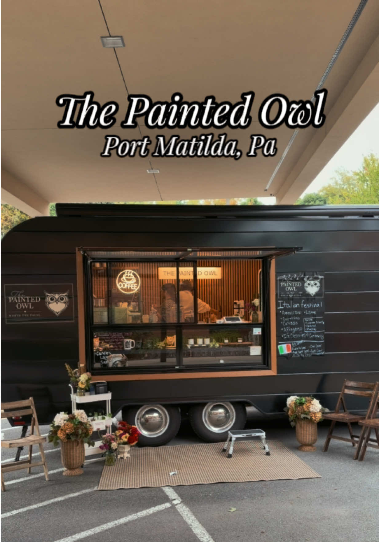 📍The Painted Owl, Grays UMC 5687 Buffalo Run Road, Port Matilda, PA I got to enjoy The Painted Owl two days in a row—yesterday at the Port Matilda Festival and today at the Italian Heritage Festival! 🤍 A mobile coffee and dessert experience with local creamery ice cream and featured vendors to browse in their truck! What a cuteeeee experience! 🍦 The wooden chairs and beautiful flowers draw your eye right to it and make the whole setup feel so inviting. 🌸 #centralpaspots #centralpa #pennsylvania #statecollegepa #explorepa @The Painted Owl.SC 
