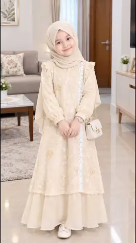 Gamis Lebaran Anak Perempuan Terbaru Kekinian 2027 Usia Remaja Tanggung 4-12 Tahun / Gamis Brokat Butter Yellow Anak Perempuan Mewah Premium Kondangan Pesta Set hijab kerudung pashmina Baju Dress  Wanita Muslim  Syari Setelan#gamisanakperempuan#fyp#cod