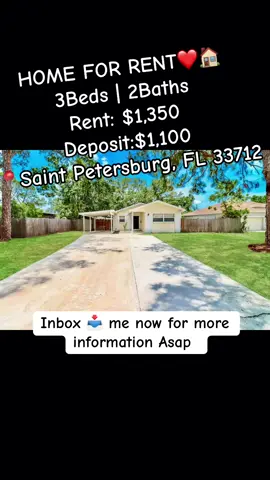 🏡🚨 ST. PETERSBURG, FL RENTAL ALERT! 🚨🏡 Looking for a new place to call home in St. Petersburg, Florida? 👀🔑 This 3-bedroom, 2-bathroom rental is available for interested renters! 📍 2512 Casilla Way S, St. Petersburg, FL 33712 🛏️ 3 Bedrooms 🛁 2 Bathrooms 💰 Rent: $1,350/month 💵 Deposit: $1,100 ✨ Need more space? ✨ Looking for 3 bedrooms and 2 bathrooms? ✨ Searching for a rental in the St. Petersburg area? ✨ Ready to find out more? 🏠 Hey, I’m a private property owner and I have rentals available! If you’re currently searching for your next home, follow me and send me a direct message for more information. 📲 Interested in this rental? Send me a DM with your name and contact number so I can forward your information to the landlord, who can provide additional details about the property, availability, and next steps. ❤️ SAVE this post for later 📤 SHARE with someone looking for a home 👀 FOLLOW for more rental listings 💬 DM FOR DETAILS ⚠️ Please verify current availability, rental terms, and property details directly before submitting any application or payment. #StPetersburgFL #StPeteFL #StPetersburgRentals #StPeteRentals #FloridaRentals                             