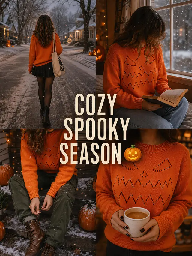 One sweater, so many spooky season looks! 🎃✨ #halloweensweater  #pumpkinseason  #fallfashion  #OOTD
