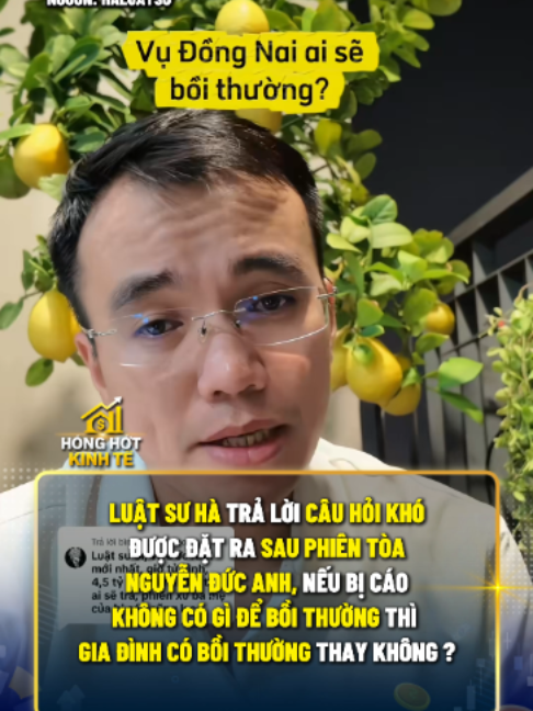 Luật sư Hà trả lời câu hỏi khó được đặt ra sau phiên tòa Nguyễn Đức Anh, nếu bị cáo không có gì để bồi thường thì gia đình có bồi thường thay con trai không? #viral #kinhte #honghotkinhte #radiantvietnam #tiktoknews