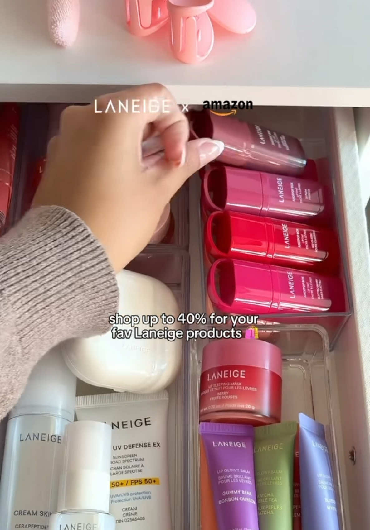 The restock of my dreams 😍​ TODAY IS THE LAST DAY to get up to 40% OFF Laneige products for @Amazon  Prime Big Deal Days 👀💸​ #laneige #primebigdealdays #asmr #skincarerestock #koreanskincare  