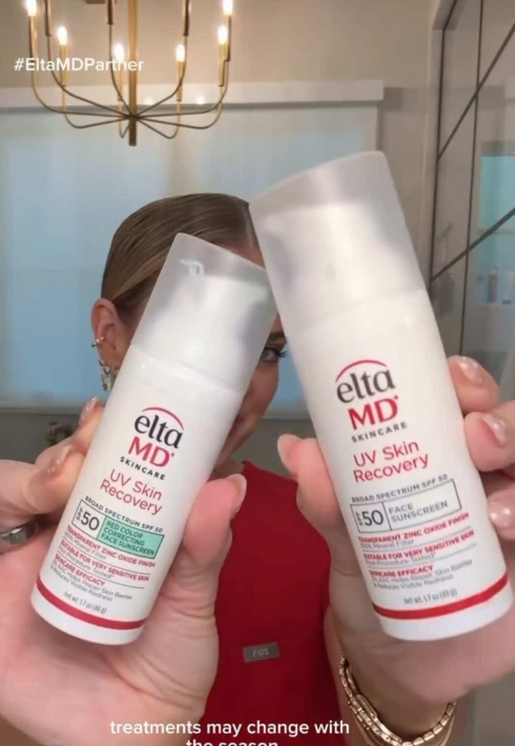 Your daily SPF doesn't take the fall off. @Darby Cerbo’s pick is UV Skin Recovery SPF 50 because it wears beautifully under makeup, works on even the most sensitive skin, and offers 100% mineral protection. Her tip? Keep UV Skin Recovery Green Tint SPF 50 on hand for extra redness relief. #EltaMDPartner  #EltaMD #DermatologistRecommended #sensitiveskin #rednessrelief 