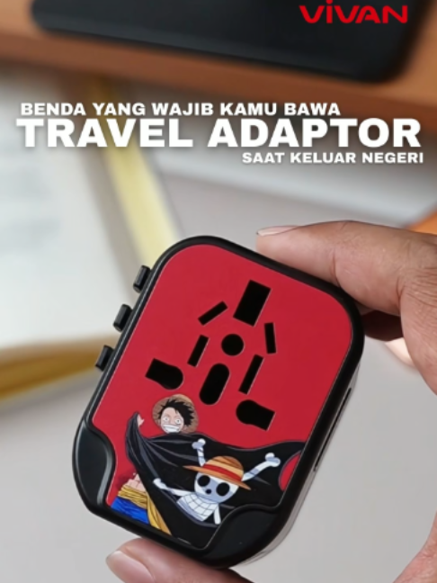 Fans One Piece, travel adaptor satu ini wajib masuk koper! 🏴‍☠️✈️ VIVAN VPS-T002A Pro One Piece Edition hadir dari kolaborasi resmi VIVAN x One Piece dengan desain eksklusif Monkey D. Luffy. Kompatibel di 200+ negara dan dilengkapi 2 USB-A + 1 USB-C, jadi bisa charge beberapa perangkat sekaligus. Makin tenang dibawa traveling karena sudah dilengkapi casing tahan api hingga 750°C dan SNI. Lengkap dengan pouch, tinggal masuk koper dan berangkat! 🌍🔥 #traveladaptor #traveladapter #vivanxonepiece #onepiece