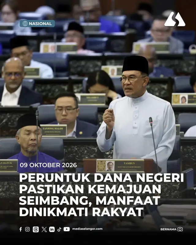 Kerajaan MADANI menerusi Belanjawan 2027 mengumumkan pelbagai peruntukan bagi negeri untuk memastikan kemajuan yang lebih seimbang serta manfaatnya dapat dinikmati secara munasabah untuk semua rakyat.  Perdana Menteri Datuk Seri Anwar Ibrahim berkata Khazanah dan InvestPenang akan mewujudkan Dana Pelaburan Strategik sejumlah RM100 juta bagi membantu syarikat semikonduktor dan pembuatan termaju pada peringkat awal pertumbuhan. Beliau yang juga Menteri Kewangan berkata kerajaan Persekutuan dan kerajaan Selangor menyediakan RM100 juta untuk membangunkan kolam takungan dan menyelenggara sungai bagi mengurangkan risiko banjir, termasuk menilai keupayaan Empangan Batu dan Empangan Klang Gate bagi tempoh 30 tahun akan datang. 🌐 Klik pautan di bio untuk berita penuh #MediaSelangor 