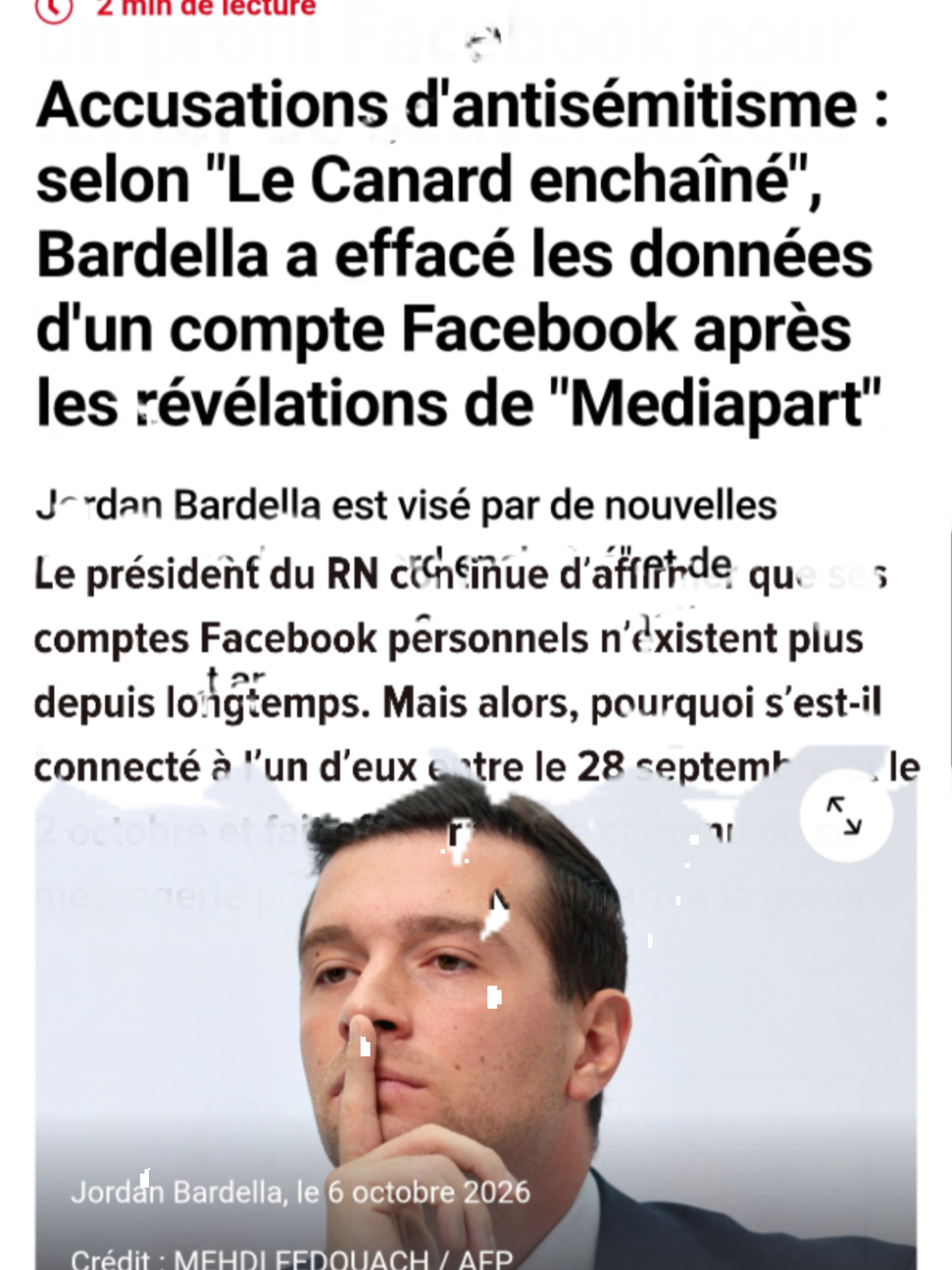 Jordan Bardella a effacé les données d'un ancien compte Facebook militant dès la divulgation des écrits de jeunesse antisémites dont il nie être l'auteur, affirme ce vendredi 9 octobre, Le Canard enchaîné, de nouvelles informations démenties en bloc par le Rassemblement national.  #jordanbardella #canardenchaine #mediapart #facebook #politique 