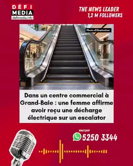 Dans un centre commercial à Grand-Baie : une femme affirme avoir reçu une décharge électrique sur un escalator Une femme de 40 ans affirme avoir reçu une décharge électrique alors qu’elle empruntait un escalator dans un centre commercial de Grand-Baie, mardi soir. Selon les informations recueillies, l’incident se serait produit vers 20 heures. La quadragénaire se dirigeait vers le parking lorsqu’elle aurait ressenti une décharge électrique en posant la main sur la rampe de l’escalator situé près d’un supermarché. Souffrant de douleurs à la main et au cou, elle s’est rendue à l’hôpital SSRN pour recevoir des soins. Elle a ensuite quitté l’établissement après avoir signé une décharge contre avis médical. Une enquête a été ouverte pour faire la lumière sur les circonstances de cet incident et déterminer l’origine de la décharge électrique alléguée.