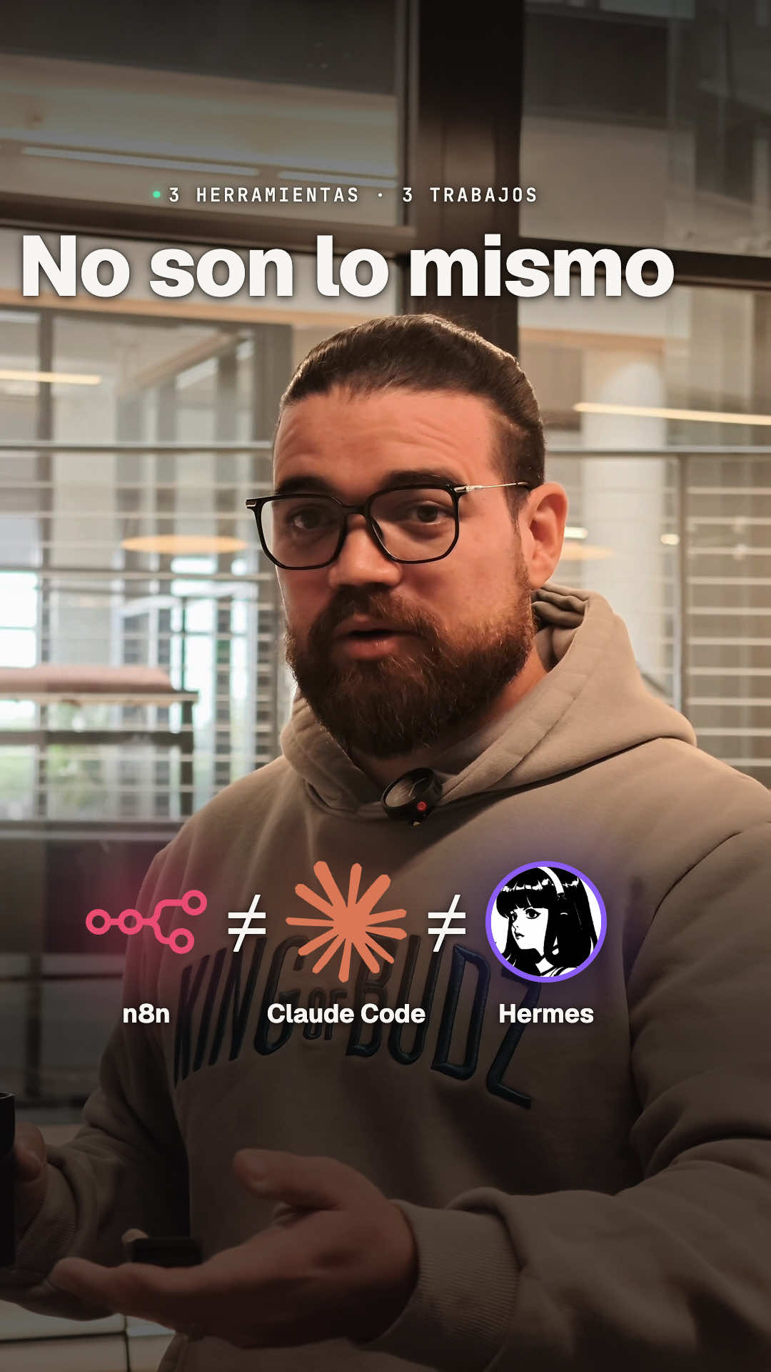 Cada una en su carril 🛠️ Cuál te falta: la que automatiza, la que desarrolla o la que te asiste? #n8n #ClaudeCode #HermesAgent #automatizacion #agentesIA