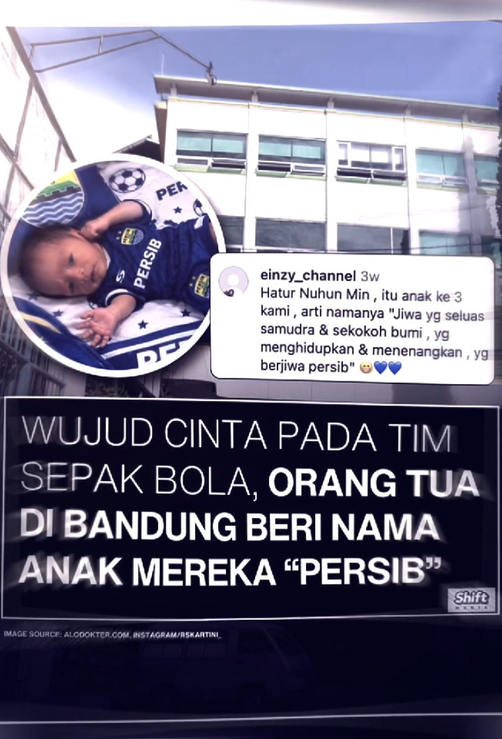 THE REAL PERSIB SEJAK KECIL😋🤏 Pasangan asal Bandung, Kang Nunu (einzy_channel) dan Teh Kartini, memberikan nama Sagara Bhumi Ruhna Persib kepada anak ketiga mereka yang lahir di RS Kartini Bandung. Nama tersebut menjadi bentuk kecintaan sang ayah kepada klub sepak bola berjuluk Maung Bandung yang selama ini didukungnya. Kisah Bobotoh yang mengabadikan nama klub kebanggaannya melalui sang buah hati ini pun menarik perhatian warganet. Banyak netizen memberikan respons positif hingga turut mendoakan kesehatan dan masa depan sang bayi. #persibbandung #bobotohpersib1933 #lewatberanda 