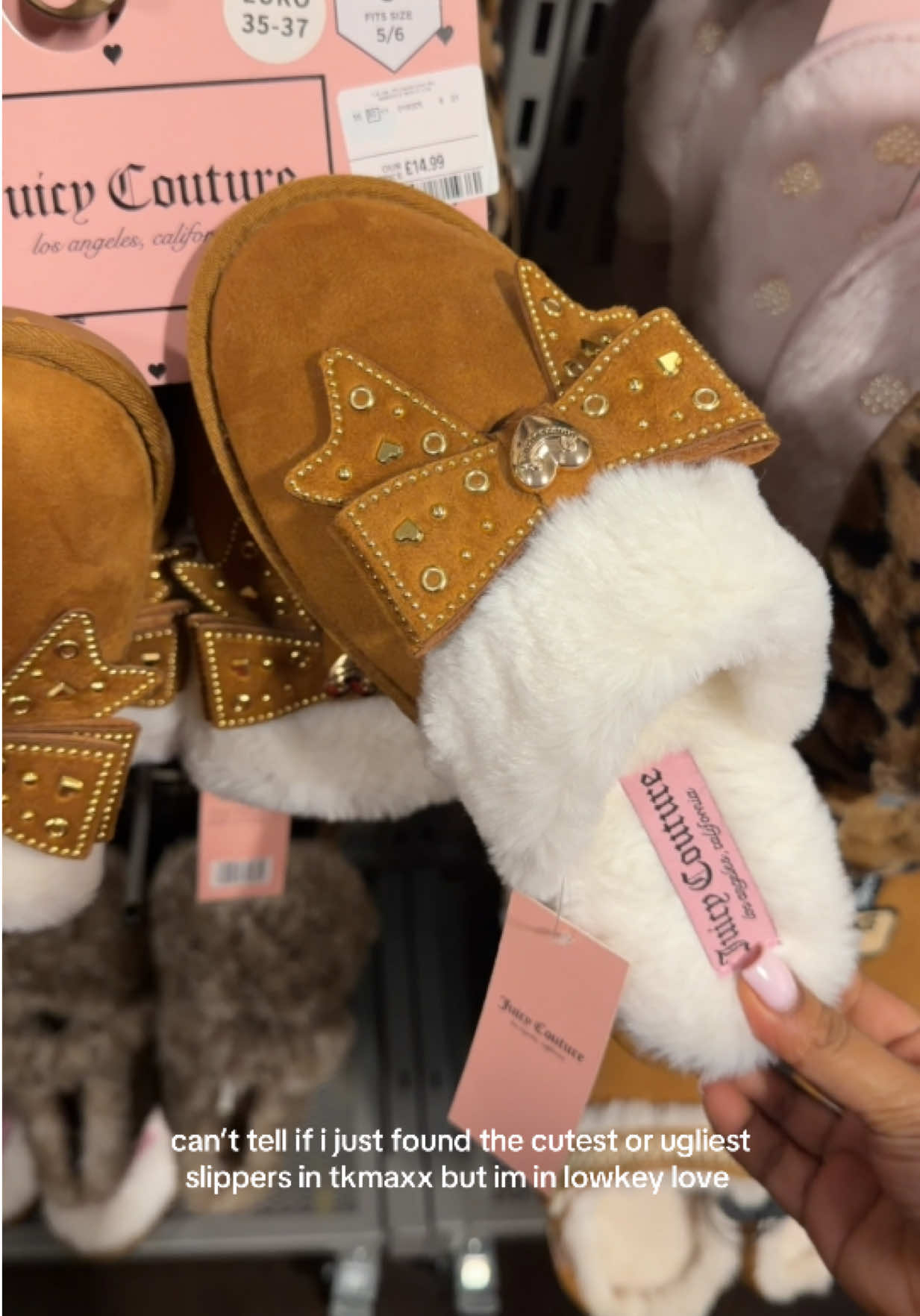 they gave me gingerbread vibes😍 do i go back or am i losing it?#juicycouture #slippers #girly #tkmaxx #fyp 